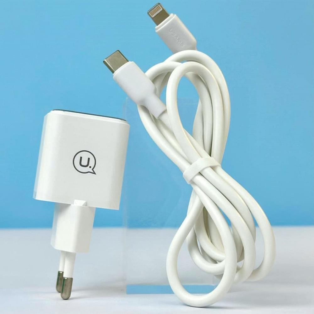 СЗУ Usams US-CC186 PD30W (1USB-C) + кабель Type-C to Lightning