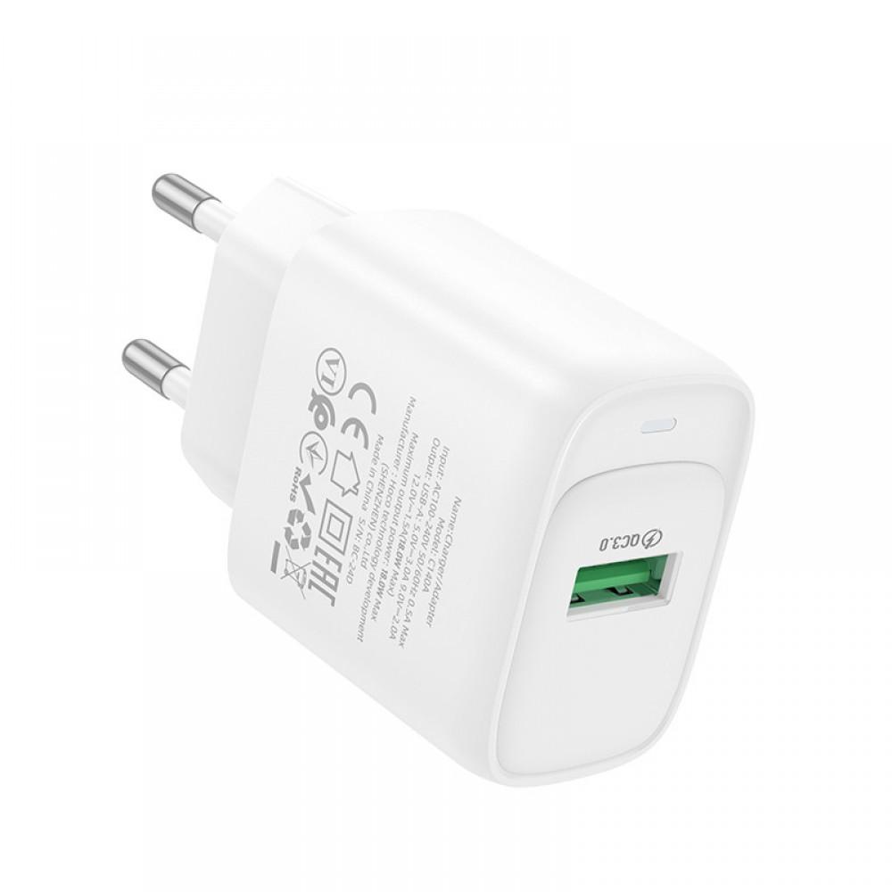 МЗП Hoco C140A Smart QC3.0 18W (1USB-A) White