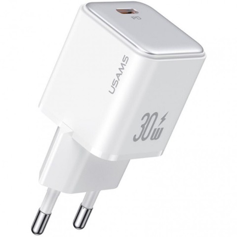 МЗП Usams US-CC186 PD30W (1USB-C) + кабель Type-C to Lightning White