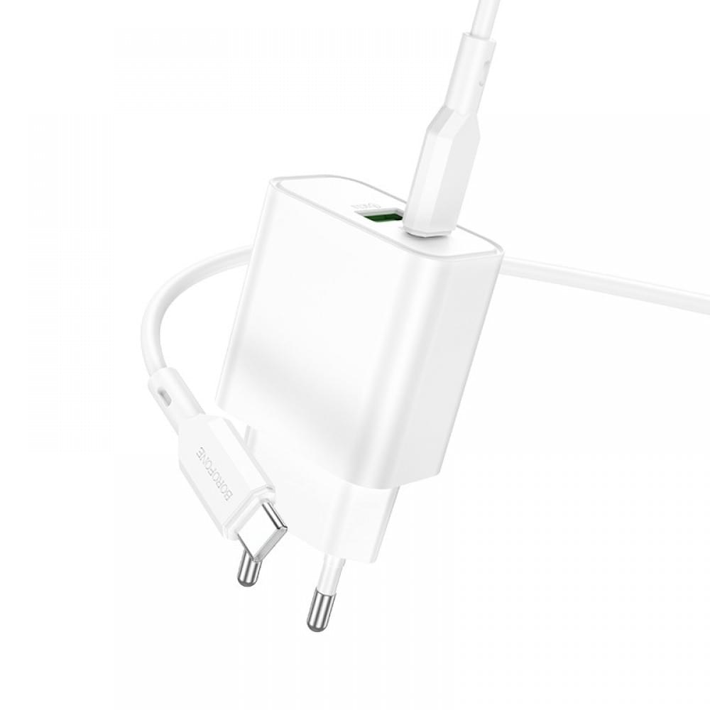 МЗП Borofone BA88A Navy PD20W+QC3.0 (1USB-A/1C) + кабель Type-C to Type-C White