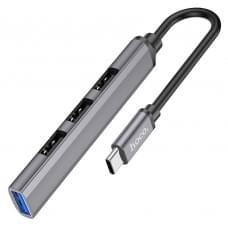 Перехідник Hoco HB26 4in1 (Type-C to USB3.0+USB2.0*3) Metal gray Перехідник Hoco HB26 4in1 (Type-C to USB3.0+USB2.0*3) Metal gray