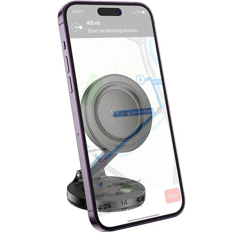 Автотримач Hoco H61 Show folding ring magnetic (dashboard) Black / Metal gray