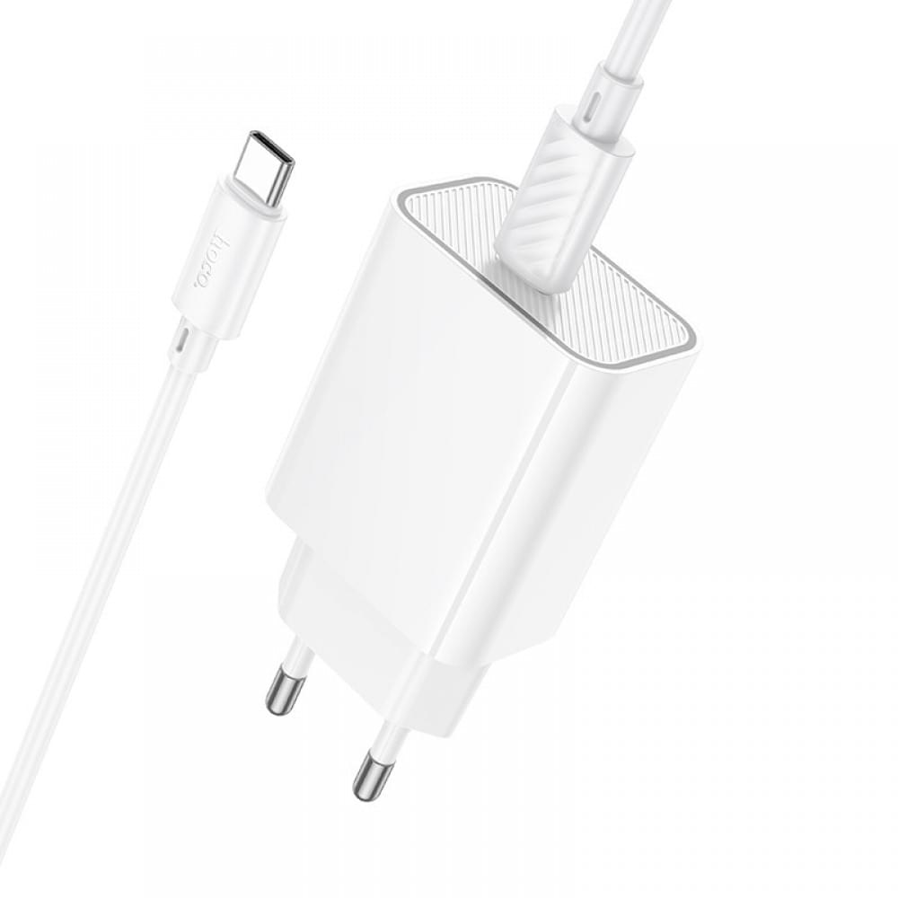 МЗП Hoco C143A Benefit PD20W (1USB-C) + кабель Type-C to Type-C White