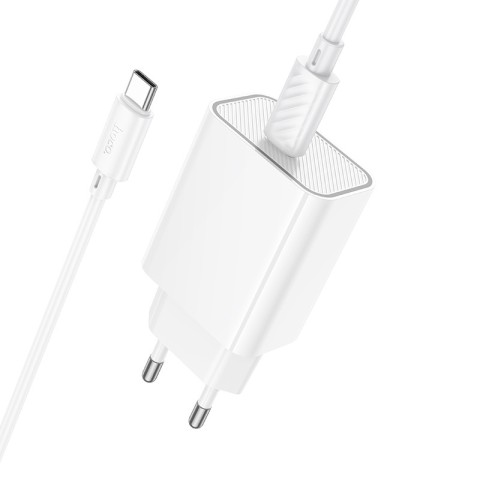 МЗП Hoco C143A Benefit PD20W (1USB-C) + кабель Type-C to Type-C White
