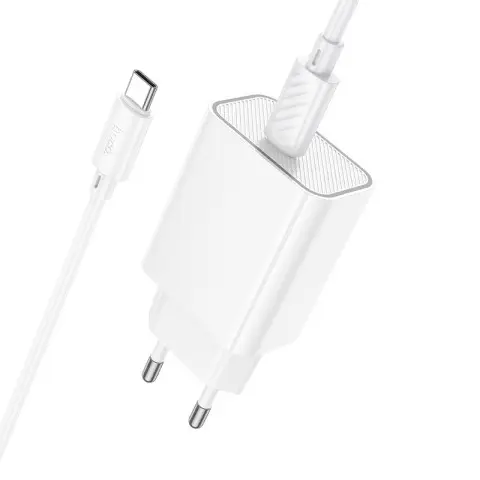 МЗП Hoco C143A Benefit PD20W (1USB-C) + кабель Type-C to Type-C White