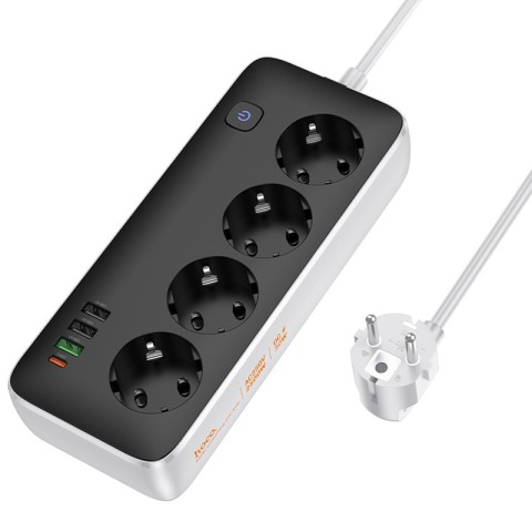 Подовжувач Hoco AC22 Sunlight (PD30W/1C/3A/4xSocket) (1.5m) Black