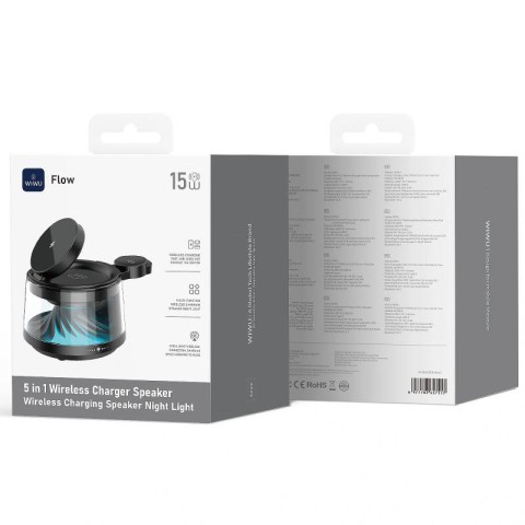 БЗП WIWU Wi-W039 Flow 5in1 wireless charger with Speaker & Night Light 15W Black