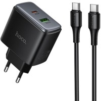 МЗП Hoco C158A Upgrade PD45W (1USB-A/1C) + кабель Type-C to Type-C Black