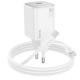 МЗП Hoco N40 Mighty PD20W (1USB-C) + кабель Type-C to Type-C White
