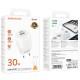 МЗП Borofone BA94A Lustrous PD30W+QC3.0 (1USB-A/1C) + кабель Type-C to Lightning White