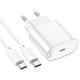МЗП Hoco C109A Fighter PD20W (1USB-C) + кабель Type-C to Type-C White