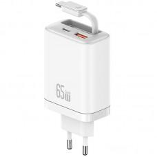 МЗП Usams US-CC299 GaN With Retractable Type-C Cable Xiang Ser. 65W (1USB-A/1C)