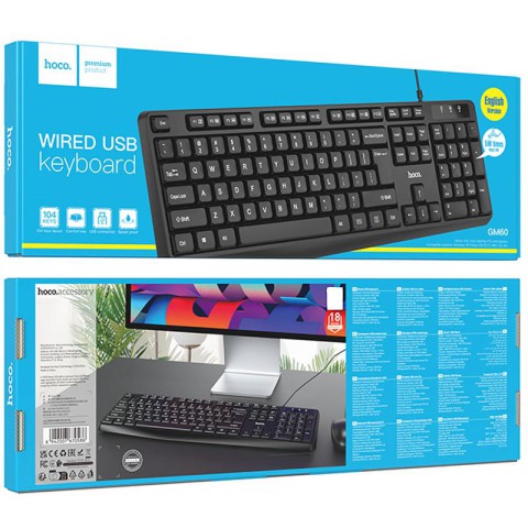 Клавіатура дротова Hoco GM60 Cool (English Version) Black
