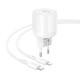 МЗП Borofone BA94A Lustrous PD30W+QC3.0 (1USB-A/1C) + кабель Type-C to Lightning White