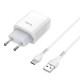 МЗП Hoco C72A Glorious 2.1A (1USB-A) + кабель USB to Type-C Білий