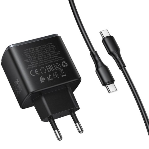 МЗП Hoco C158A Upgrade PD45W (1USB-A/1C) + кабель Type-C to Type-C Black