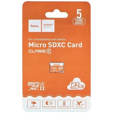 Карта пам'яті Hoco microSDXC Class 10 - 128GB (без адаптера) Orange