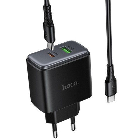 МЗП Hoco C158A Upgrade PD45W (1USB-A/1C) + кабель Type-C to Type-C Black