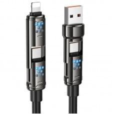 Дата кабель Hoco U143 Joy 4in1 USB to Lightning/Type-C to Type-C 240W (1.2m) Black Дата кабель Hoco U143 Joy 4in1 USB to Lightning/Type-C to Type-C 240W (1.2m) Black