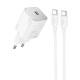 МЗП Hoco N40 Mighty PD20W (1USB-C) + кабель Type-C to Type-C White