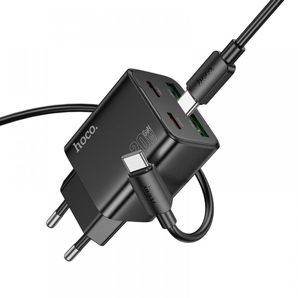 МЗП Hoco N55 Fundador PD20W four-port (2USB-A/2C) + Type-C to Type-C Black