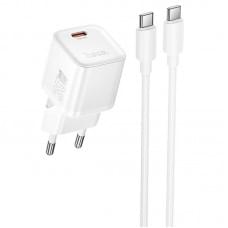 МЗП Hoco N66 Ingenious PD35W (1USB-C) + кабель Type-C to Type-C White
