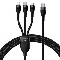 Дата кабель Baseus Flash Series 2 USB to MicroUSB-Lightning-Type-C 100W (1.2m) (CASS03000) Black