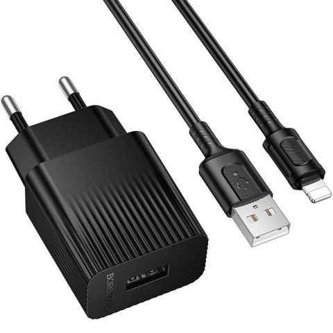 МЗП Borofone BAS71A Source 10.5W (1USB-A) + кабель USB to Lightning Black
