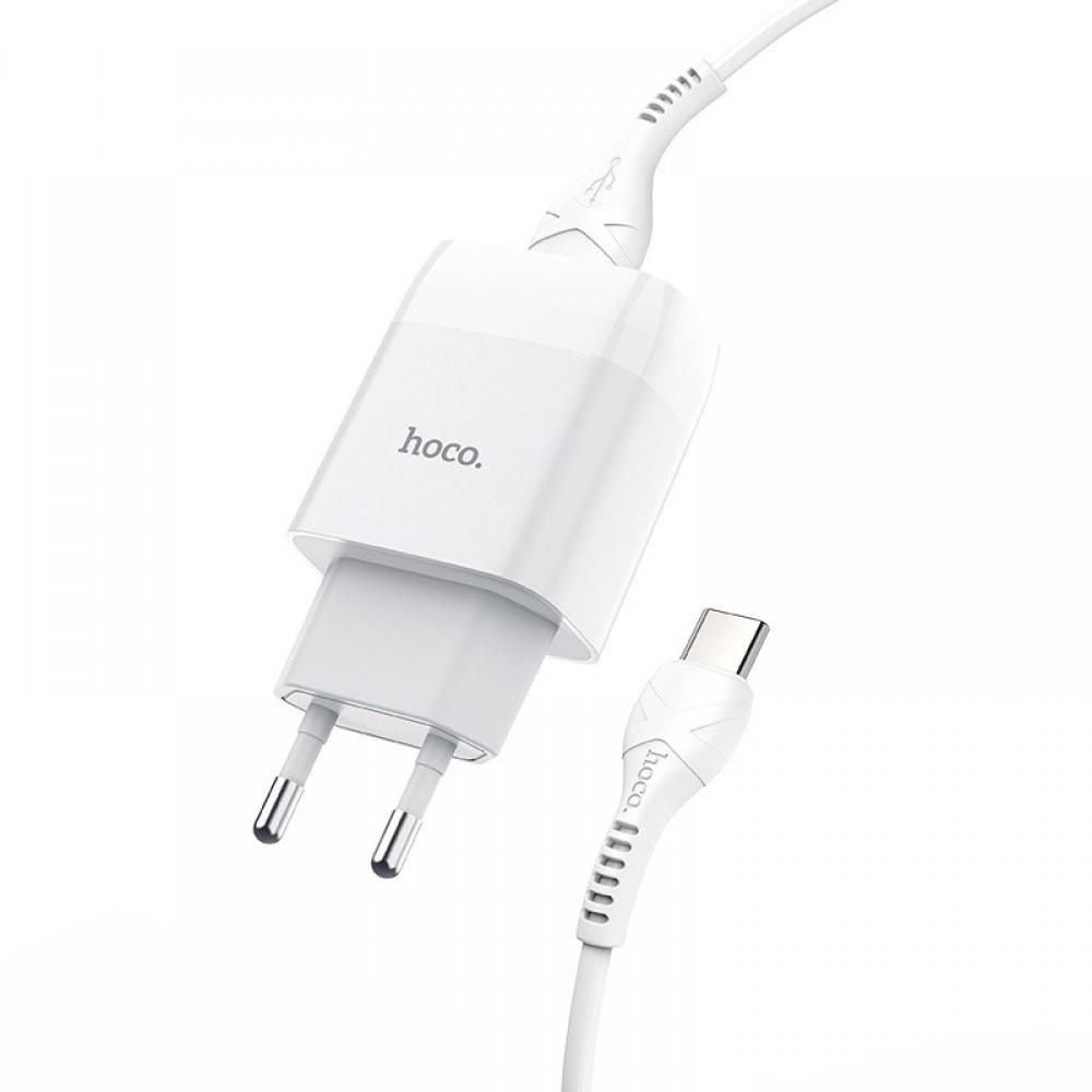МЗП Hoco C72A Glorious 2.1A (1USB-A) + кабель USB to Type-C Білий