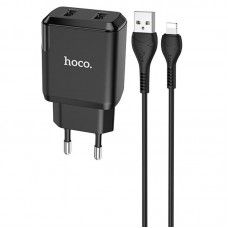 МЗП HOCO N7 (2USB/2,1A) + USB - Lightning Чорний