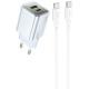 МЗП Hoco N46 Glorious PD20W+QC3.0 (1USB-A/1C) + Type-C to Type-C Blue
