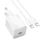 МЗП Hoco N40 Mighty PD20W (1USB-C) + кабель Type-C to Type-C White