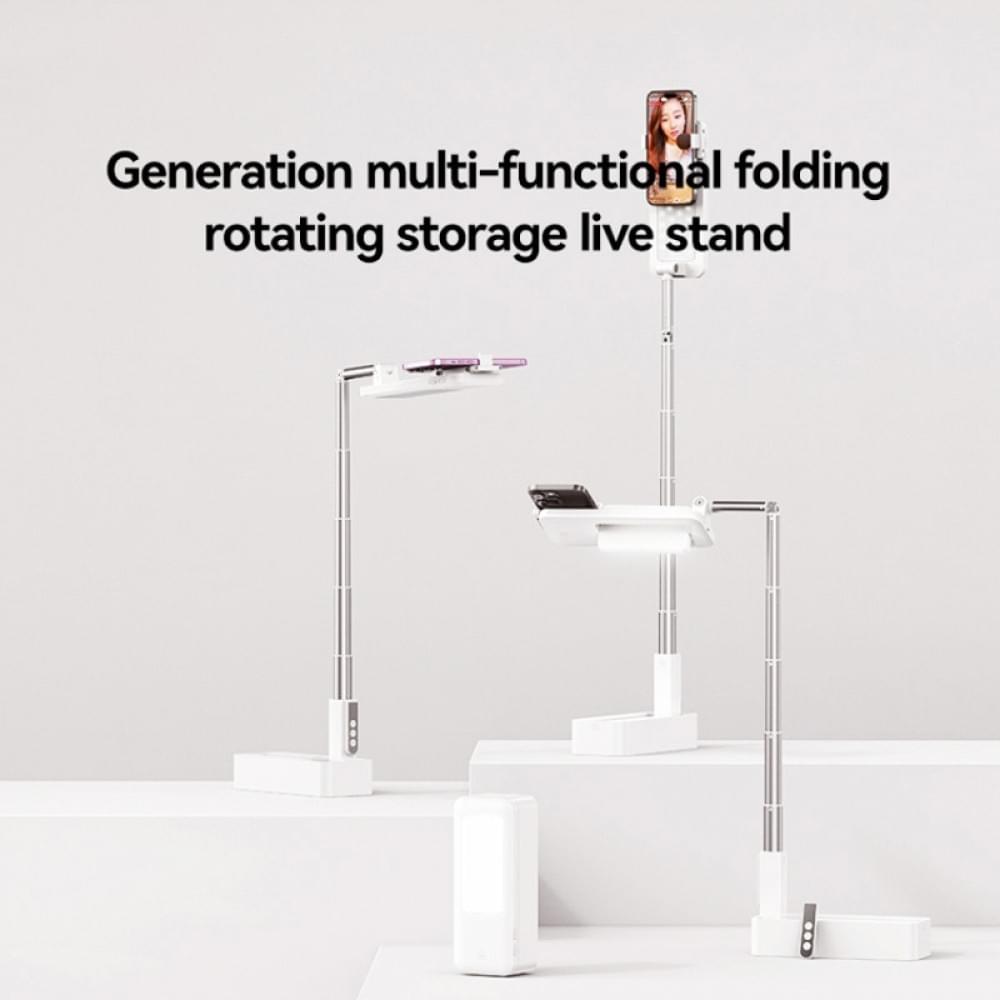 Підставка-тримач настільний USAMS US-ZB265 Multi-function Rotatable Folding Storage Live Stream White