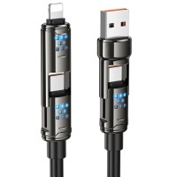 Дата кабель Hoco U143 Joy 4in1 USB to Lightning/Type-C to Type-C 240W (1.2m) Black