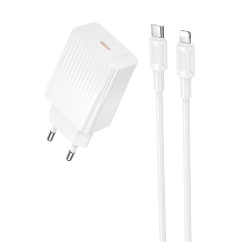 МЗП Borofone BAS73A Source PD20W (1USB-C) + кабель Type-C to Lightning White