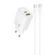 МЗП Hoco N61 Gentle PD20W+QC3.0 (1USB-A/1C) + кабель Type-C to Type-C White