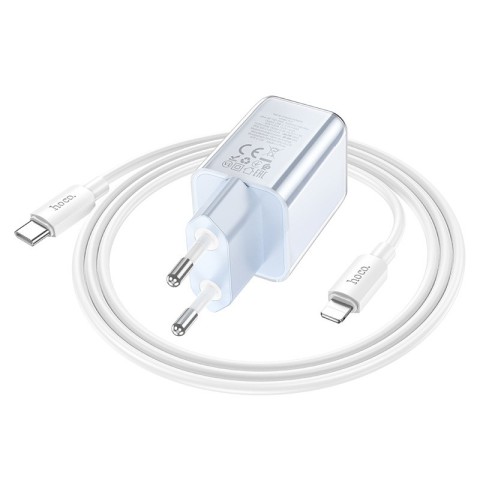 МЗП Hoco N47 Glorious PD30W (1USB-C) + кабель Type-C to Lightning Blue