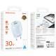 МЗП Borofone BA94A Lustrous PD30W+QC3.0 (1USB-A/1C) + кабель Type-C to Type-C Blue