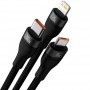 Дата кабель Baseus Flash Series 2 USB to MicroUSB-Lightning-Type-C 66W (1.2m) (CASS04000) Black