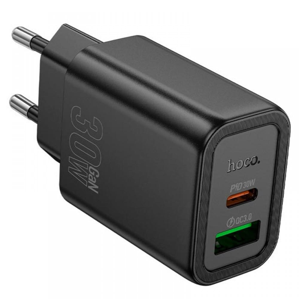 МЗП Hoco N63 Gentle PD30W+QC3.0 (1USB-A/1C) + кабель Type-C to Lightning Black