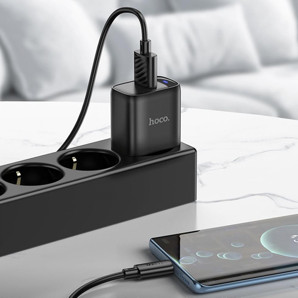 МЗП Hoco C140A Smart QC3.0 18W (1USB-A) + кабель USB to Type-C Black
