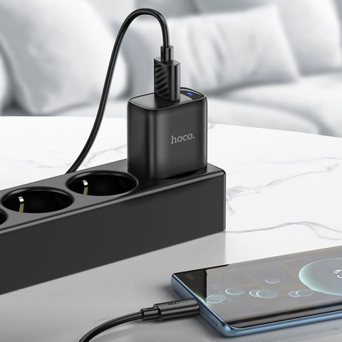 МЗП Hoco C140A Smart QC3.0 18W (1USB-A) + кабель USB to Type-C Black