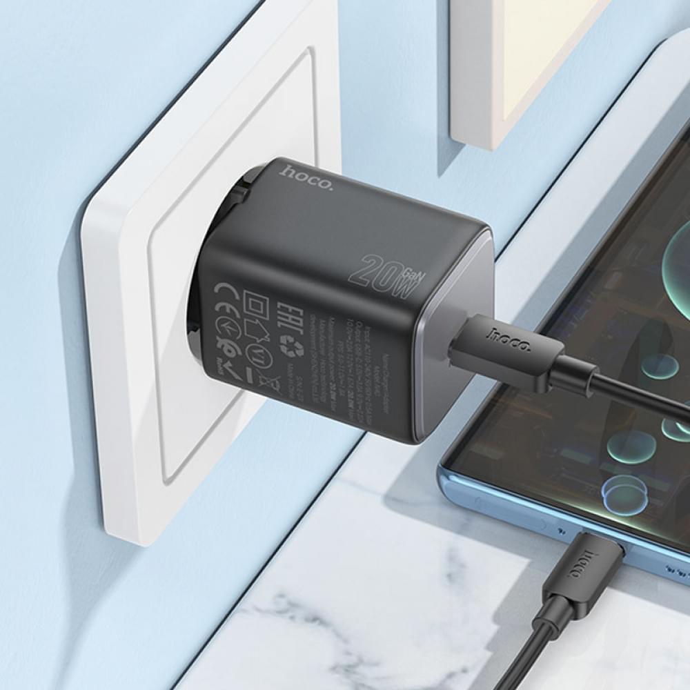 МЗП Hoco N40 Mighty PD20W (1USB-C) + кабель Type-C to Type-C Black