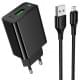 МЗП Hoco CS92A Leader 18W+QC3.0 (1USB-A) + кабель USB to MicroUSB Black