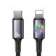 Дата кабель Usams US-SJ753 With Colorful Light Huan Ser. Type-C to Lightning 30W (1.2m) Tarnish