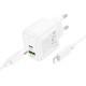 МЗП Hoco CS55A Surplus PD30W+QC3.0 (1USB-A/1C) + кабель Type-C to Lightning White