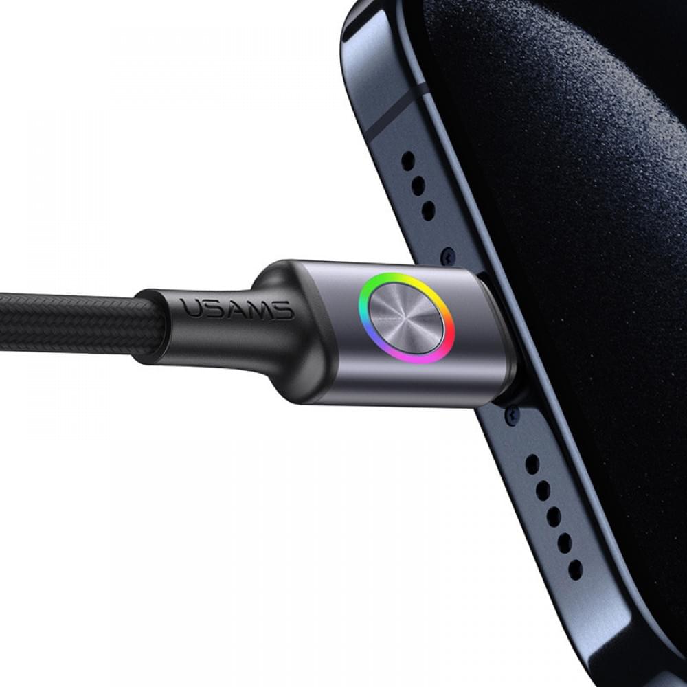 Дата кабель Usams US-SJ753 With Colorful Light Huan Ser. Type-C to Lightning 30W (1.2m)