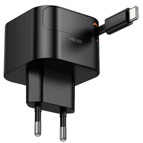 МЗП Hoco C153A Changer With Retractable Cable Type-C PD20W Black