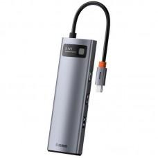 Перехідник HUB Baseus Metal Gleam Series (Type-C to HDMI4K@60Hz+3xUSB3.0+PD+RJ45) (CAHUB-CW) Station Gray