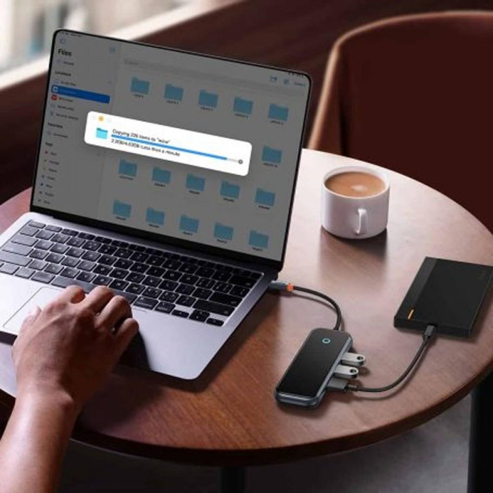 Перехідник Baseus Hub AcmeJoy 4-Port Type-C (USB3.0*3+Type-C PD&Data*1) (WKJZ) Dark Gray